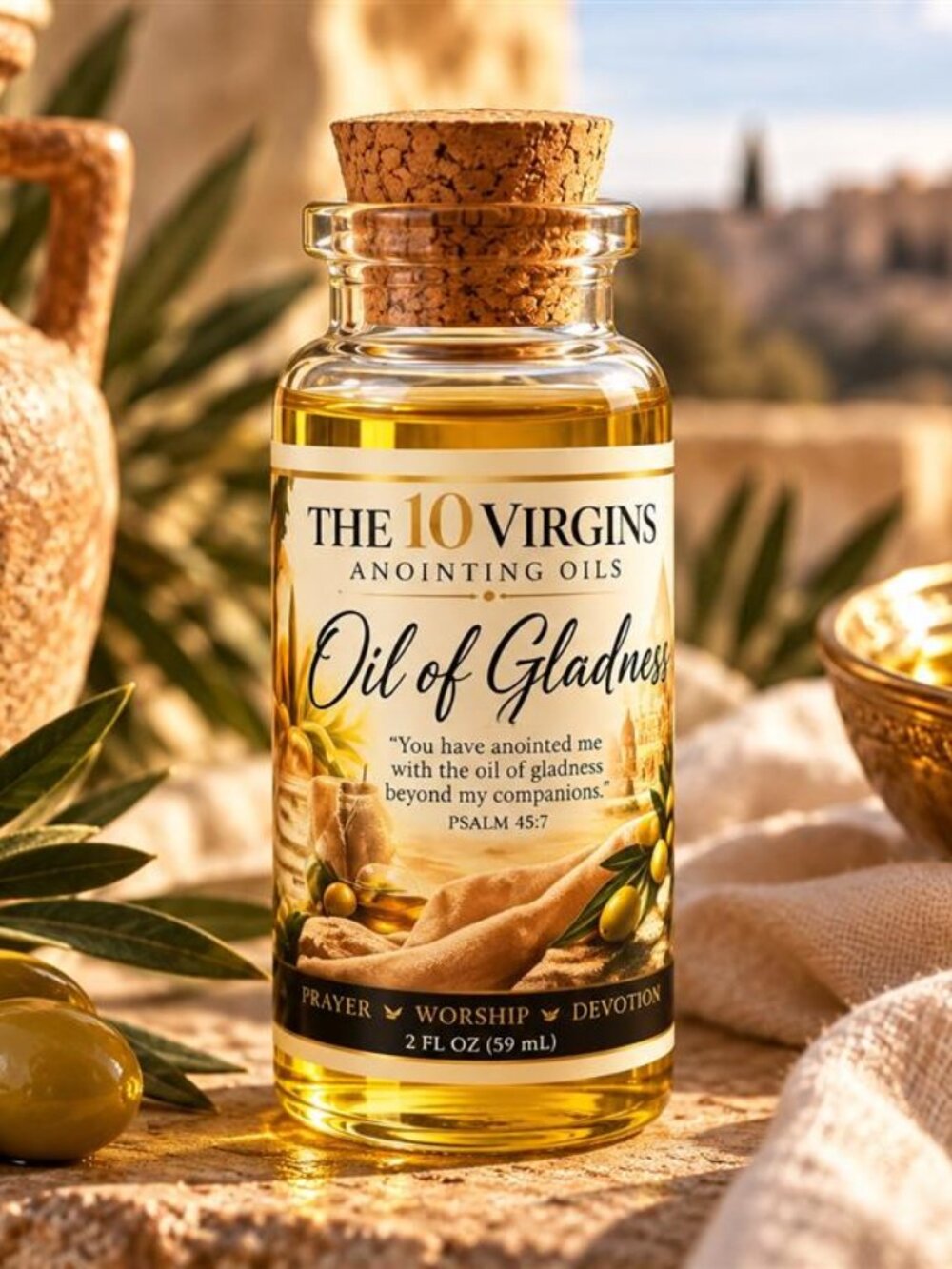 Oil of Gladness Anointing Oil 2 oz – Psalm 45:7 | Prayer Worship Devotional Oil